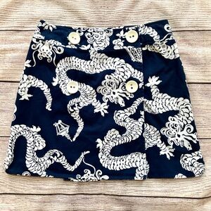 Lilly Pulitzer Navy White Dragon Sailor Wrap Skirt Ladies Sz 4